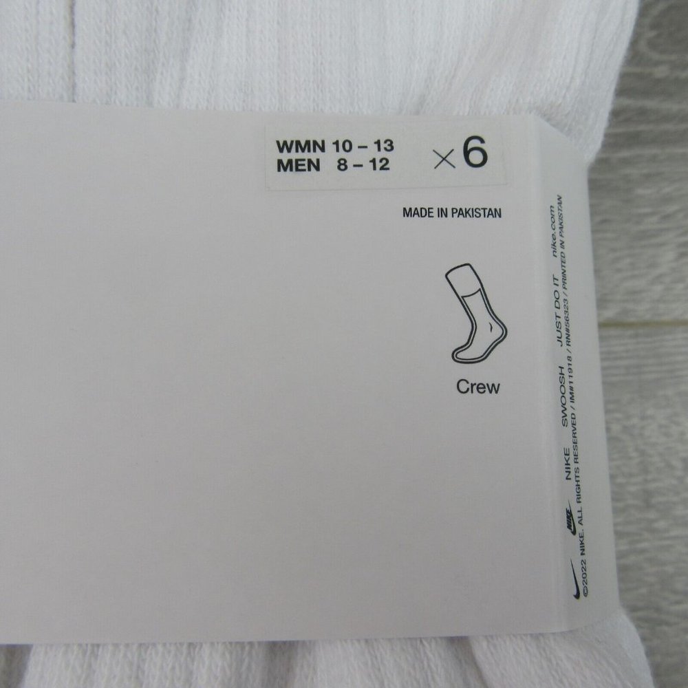 Nike Everyday Cushion Crew Socks White 6 Pack Mens Size 8-12 NEW - Picture 3 of 8